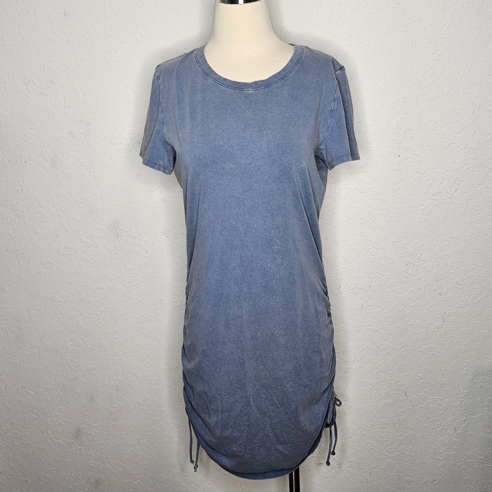 Victoria's Secret PINK Blue Mineral Wash Ruched Drawstring T-Shirt Dress SM NWT